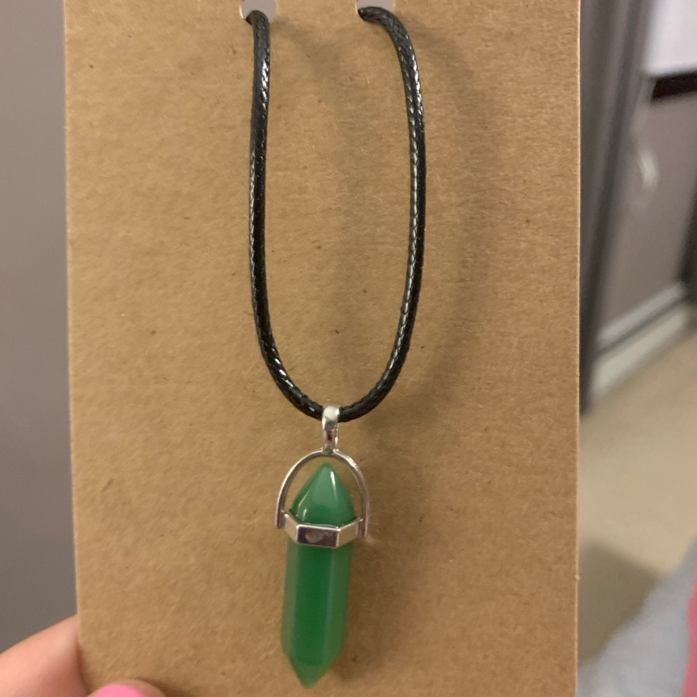 Chic Green Pendant Necklace with Black Cord